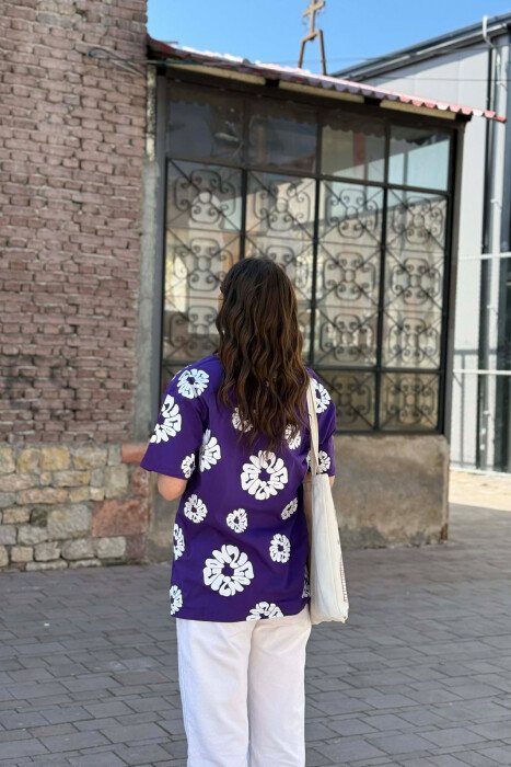 ONE COLOR DESIGNED WOMEN T-SHIRT + 6 PAIR SOCKS PURPLE/LEJLA - 3