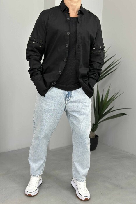 ONE COLOR DETAILS MEN SHIRT BLACK/ E ZEZE - 1