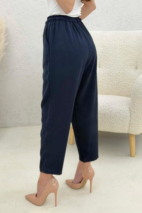 ONE COLOR ELASTIC WAIST WOMAN TROUSERS BLUE/BLU - 3