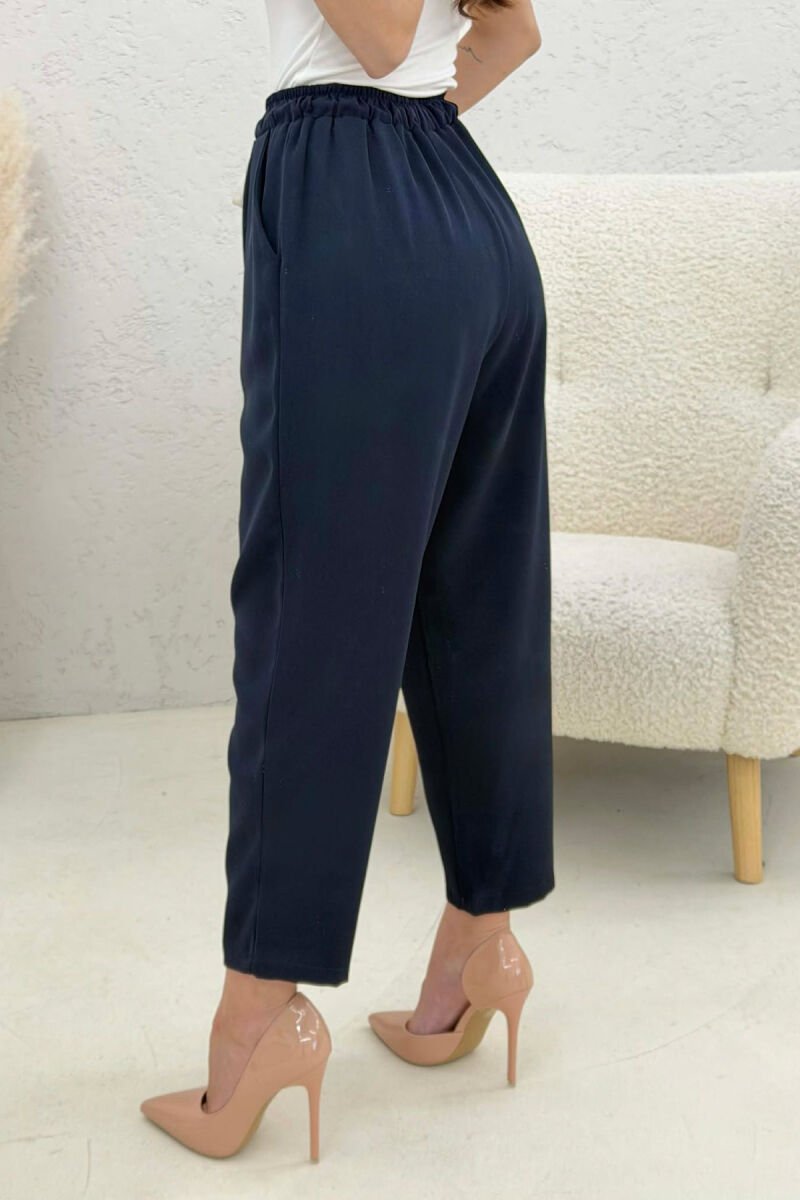 ONE COLOR ELASTIC WAIST WOMAN TROUSERS BLUE/BLU - 3