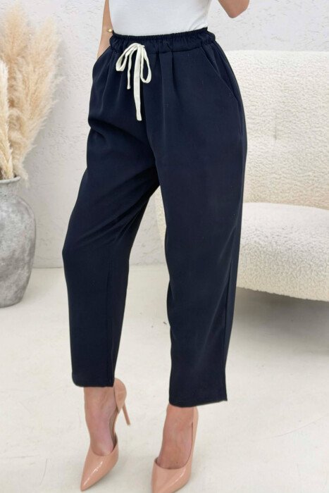 ONE COLOR ELASTIC WAIST WOMAN TROUSERS BLUE/BLU - 5