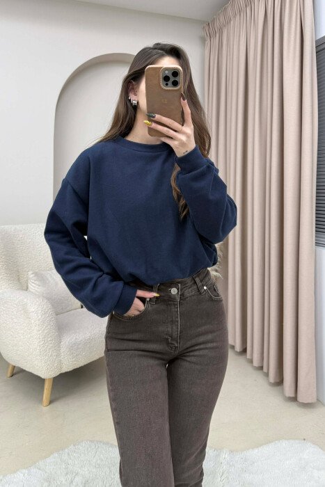 ONE COLOR ELASTIC END WOMEN SWEATSHIRT DARK BLUE/BEE 