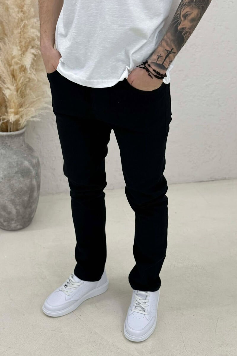 ONE COLOR ELASTIC REGULAR MEN JEANS BLACK/ E ZEZE - 2