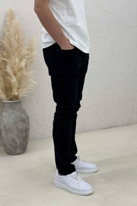 ONE COLOR ELASTIC REGULAR MEN JEANS BLACK/ E ZEZE - 3