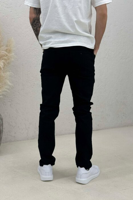 ONE COLOR ELASTIC REGULAR MEN JEANS BLACK/ E ZEZE - 4