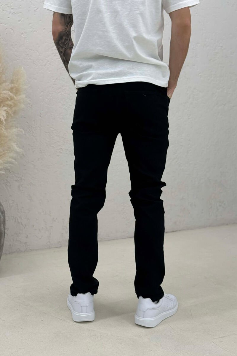 ONE COLOR ELASTIC REGULAR MEN JEANS BLACK/ E ZEZE - 4