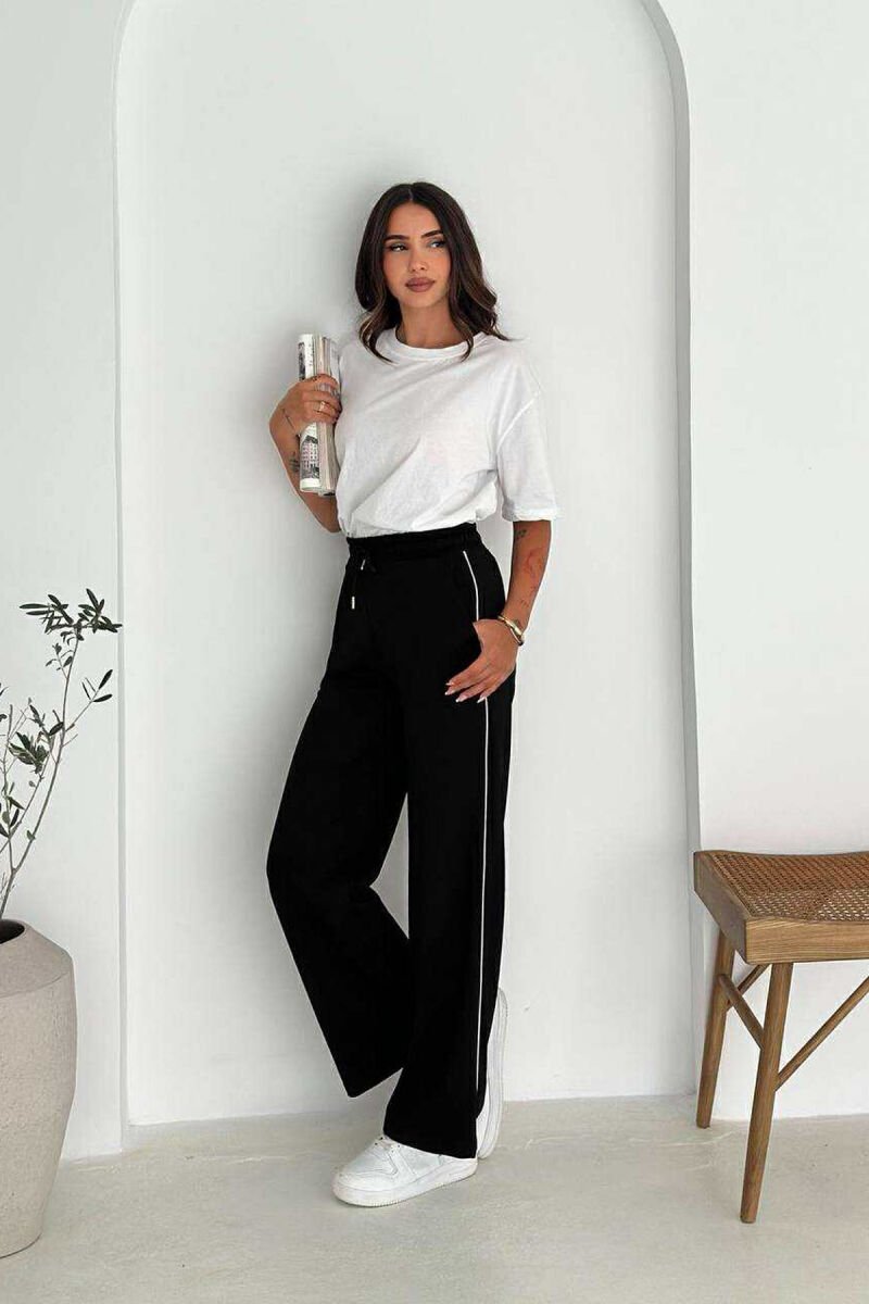 ONE COLOR ELASTIC SIMPLE WOMEN SWEATPANTS BLACK/ E ZEZE - 2