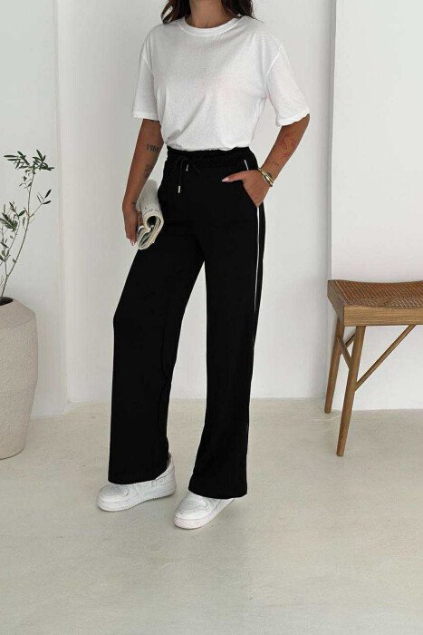 ONE COLOR ELASTIC SIMPLE WOMEN SWEATPANTS BLACK/ E ZEZE - 3