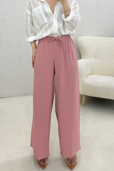 ONE COLOR ELASTIC WAIST LACING WOMAN TROUSERS VINEGAR/UTHULL - 1