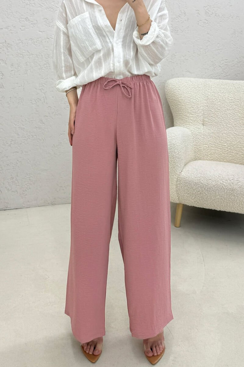 ONE COLOR ELASTIC WAIST LACING WOMAN TROUSERS VINEGAR/UTHULL - 1