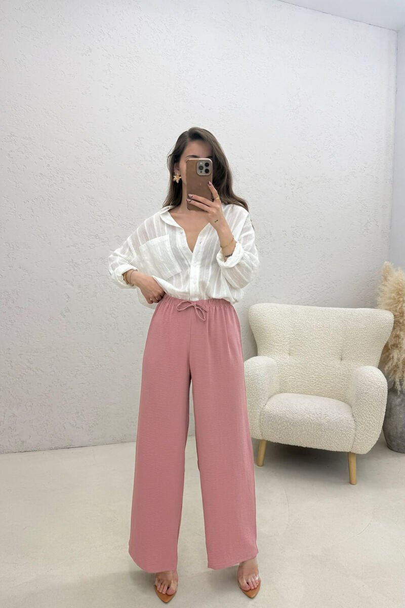 ONE COLOR ELASTIC WAIST LACING WOMAN TROUSERS VINEGAR/UTHULL - 2
