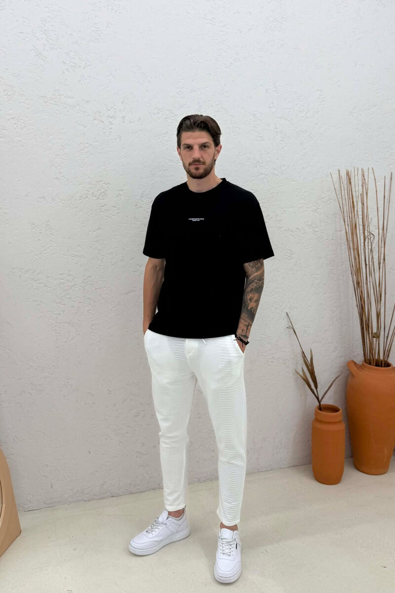 ONE COLOR ELASTIC WAIST LACINGS MEN PANTS WHITE-E BARDHE - 1