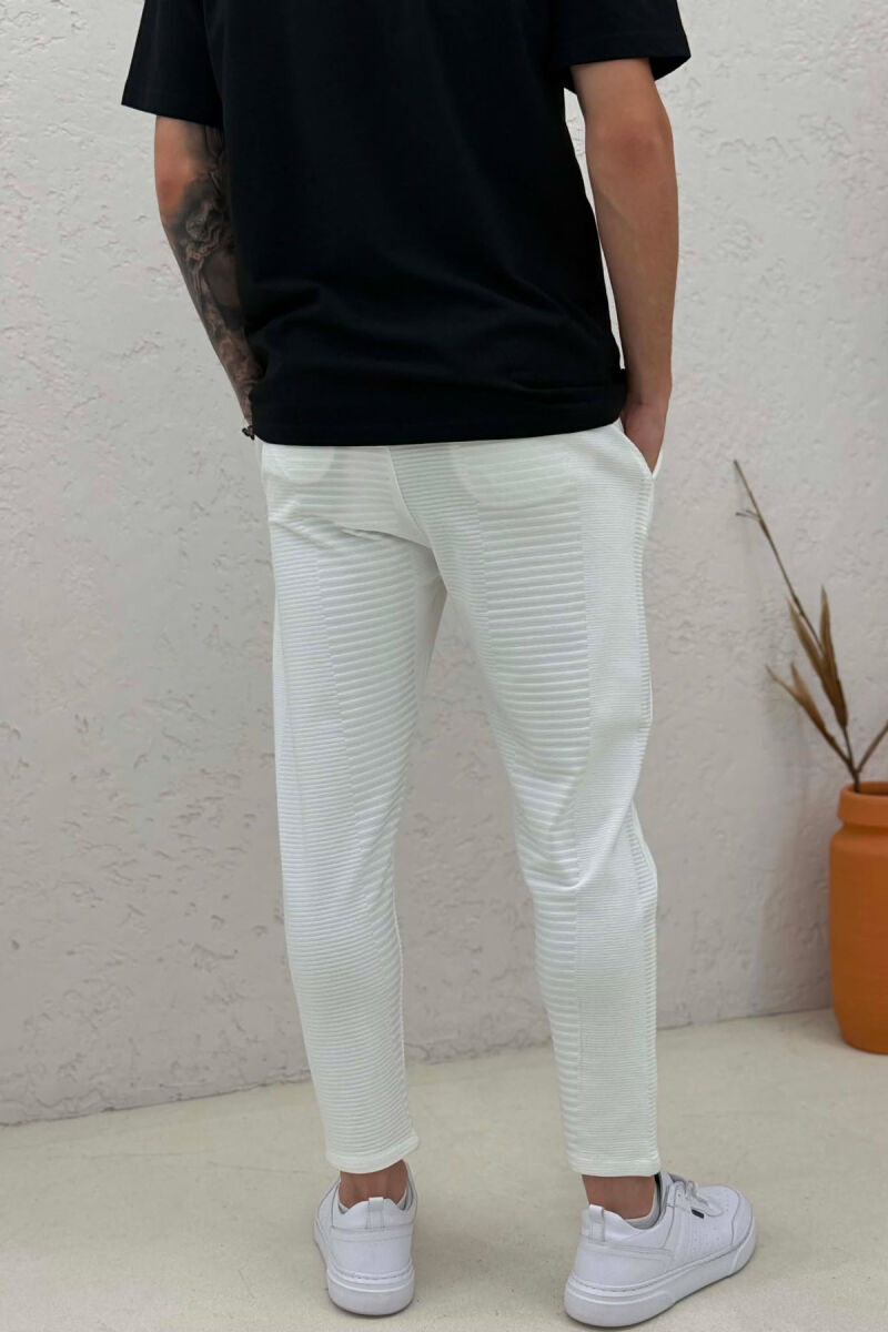 ONE COLOR ELASTIC WAIST LACINGS MEN PANTS WHITE-E BARDHE - 3