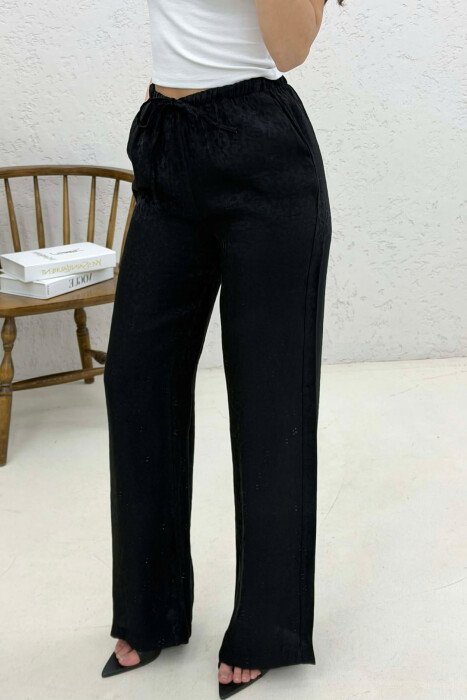 ONE COLOR ELASTIC WAIST LEO PRINTS WOMAN TROUSERS BLACK/ E ZEZE - 2