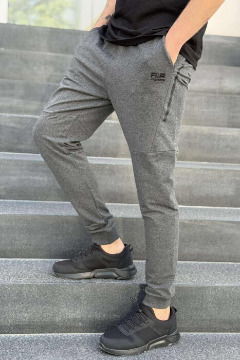 ONE COLOR ELASTIC WAIST MEN SWEATPANTS DARK GREY/GEE - 4