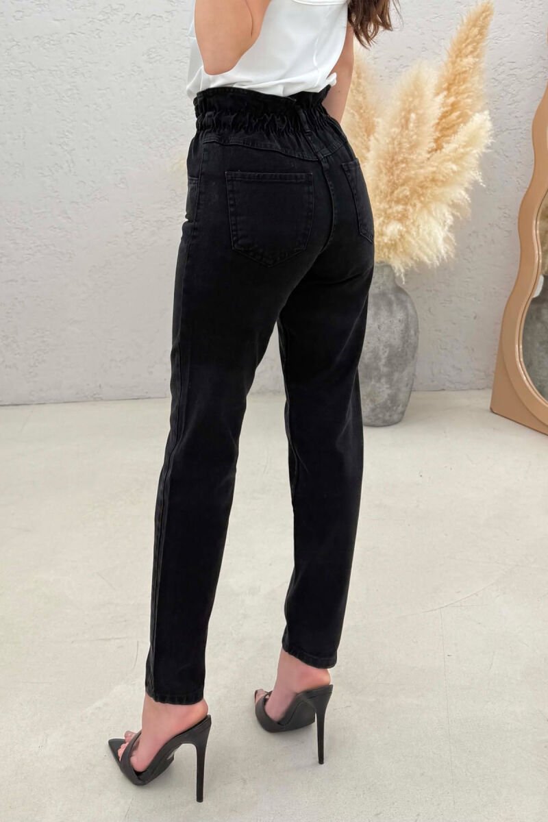 ONE COLOR ELASTIC WAIST WOMAN JEANS BLACK/ E ZEZE - 3