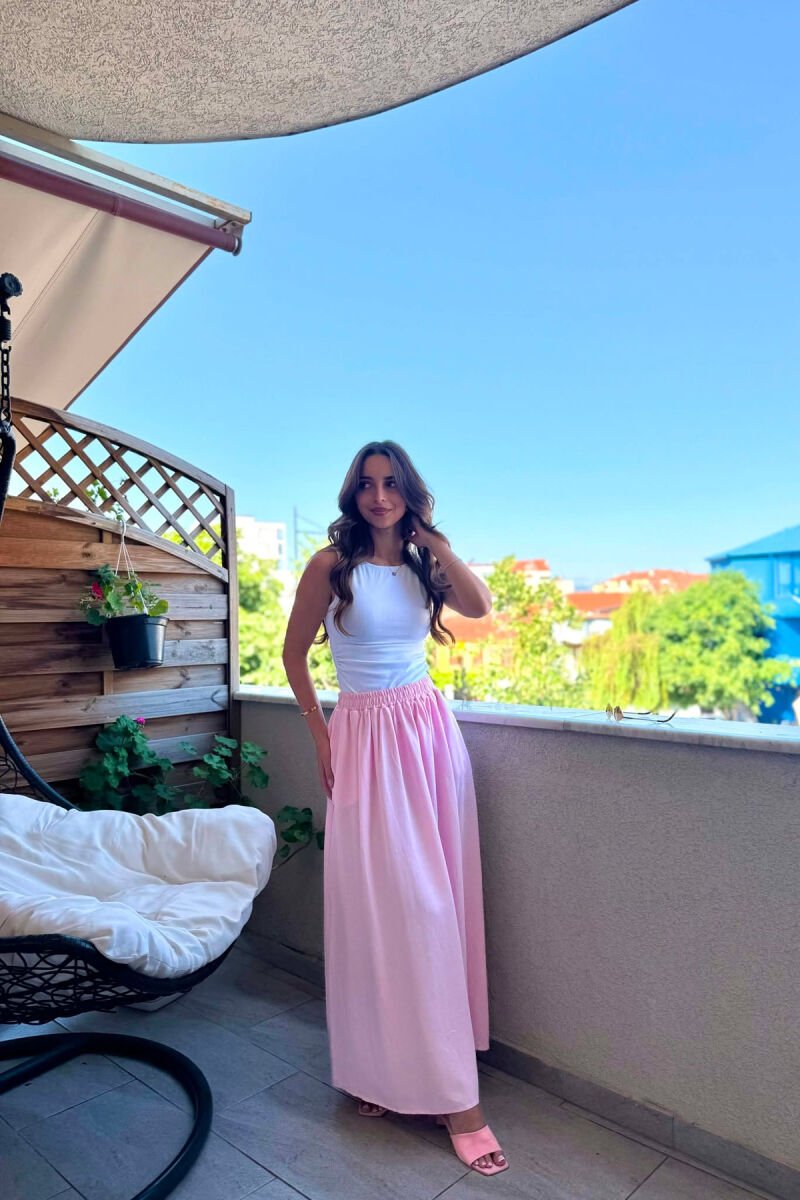 ONE COLOR ELASTIC WAIST WOMAN SKIRT PINK/ROZE - 4