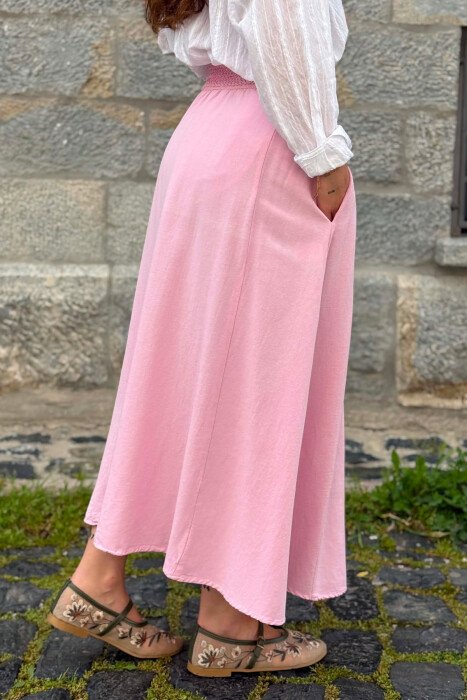 ONE COLOR ELASTIC WAIST WOMAN SKIRT PINK/ROZE - 5