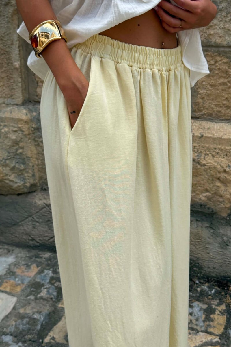 ONE COLOR ELASTIC WAIST WOMAN SKIRT YELLOW/E VERDHE - 3