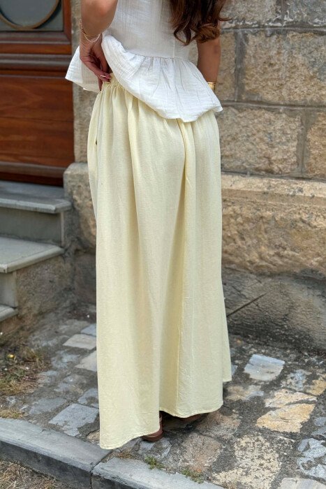 ONE COLOR ELASTIC WAIST WOMAN SKIRT YELLOW/E VERDHE - 4