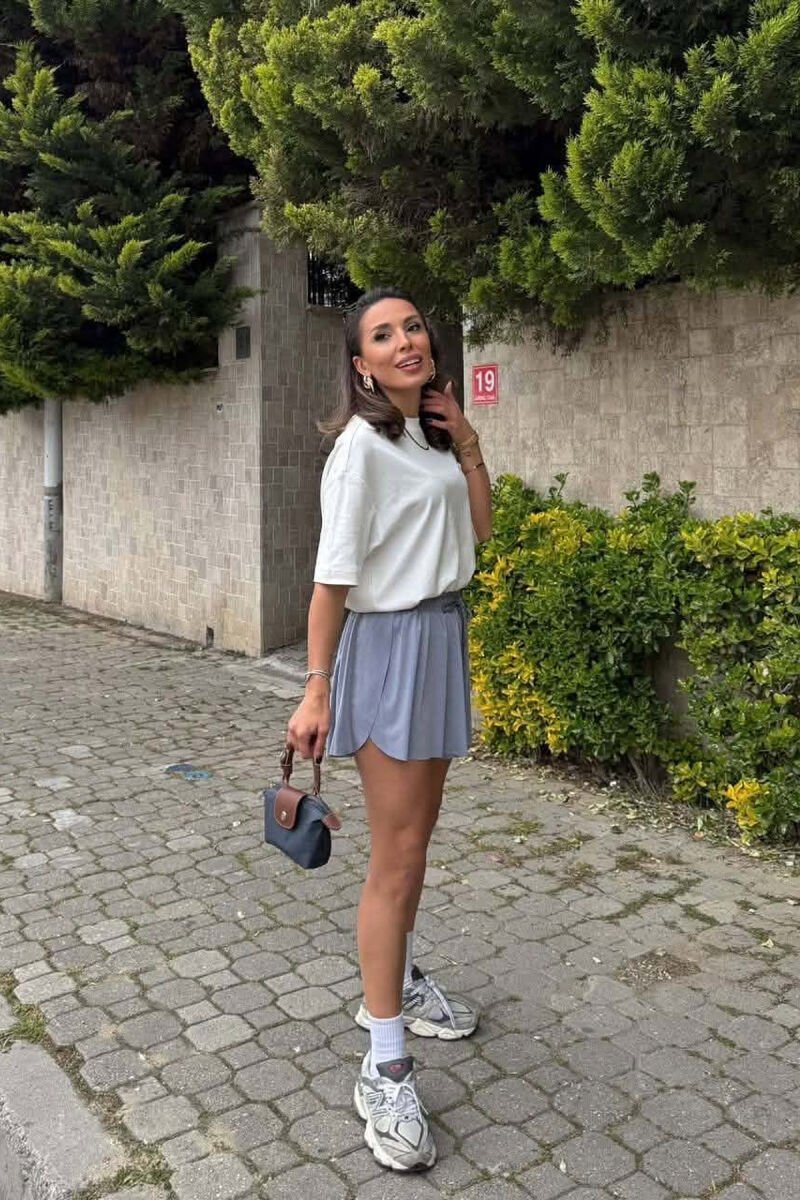 ONE COLOR ELASTIC WAIST WOMAN SHORTS LIGHT GREY/GZ - 3