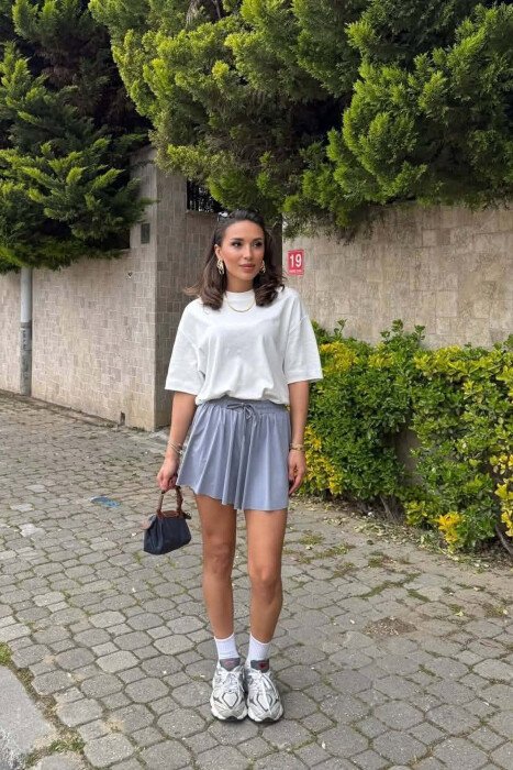 ONE COLOR ELASTIC WAIST WOMAN SHORTS LIGHT GREY/GZ - 4
