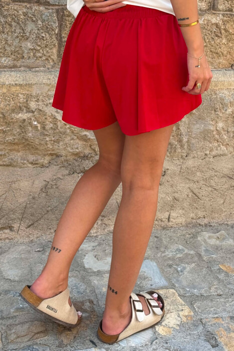 ONE COLOR ELASTIC WAIST WOMAN SHORTS RED/E KUQE - 6