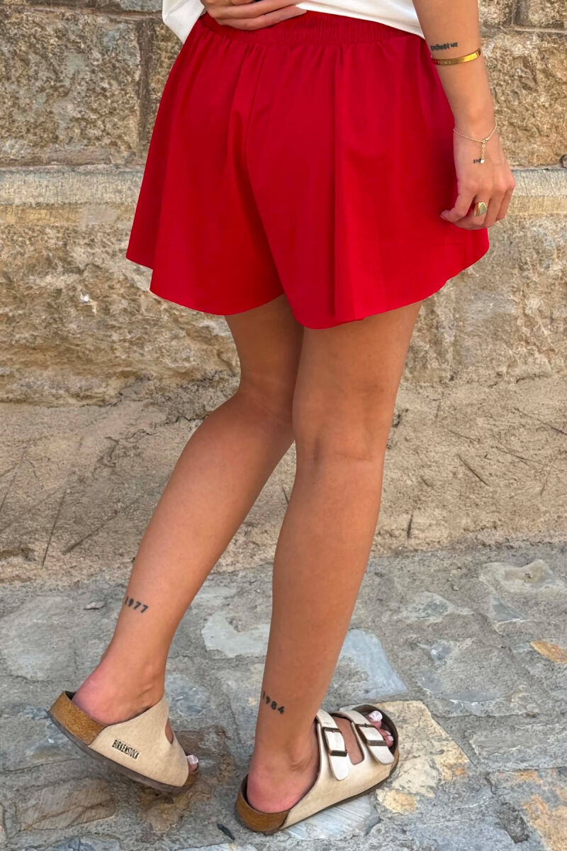 ONE COLOR ELASTIC WAIST WOMAN SHORTS RED/E KUQE - 6