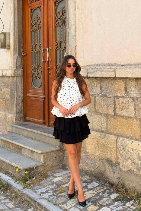 ONE COLOR ELASTIC WAIST WOMAN SKORTS BLACK/ E ZEZE - 