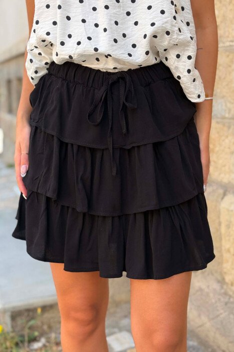 ONE COLOR ELASTIC WAIST WOMAN SKORTS BLACK/ E ZEZE - 3