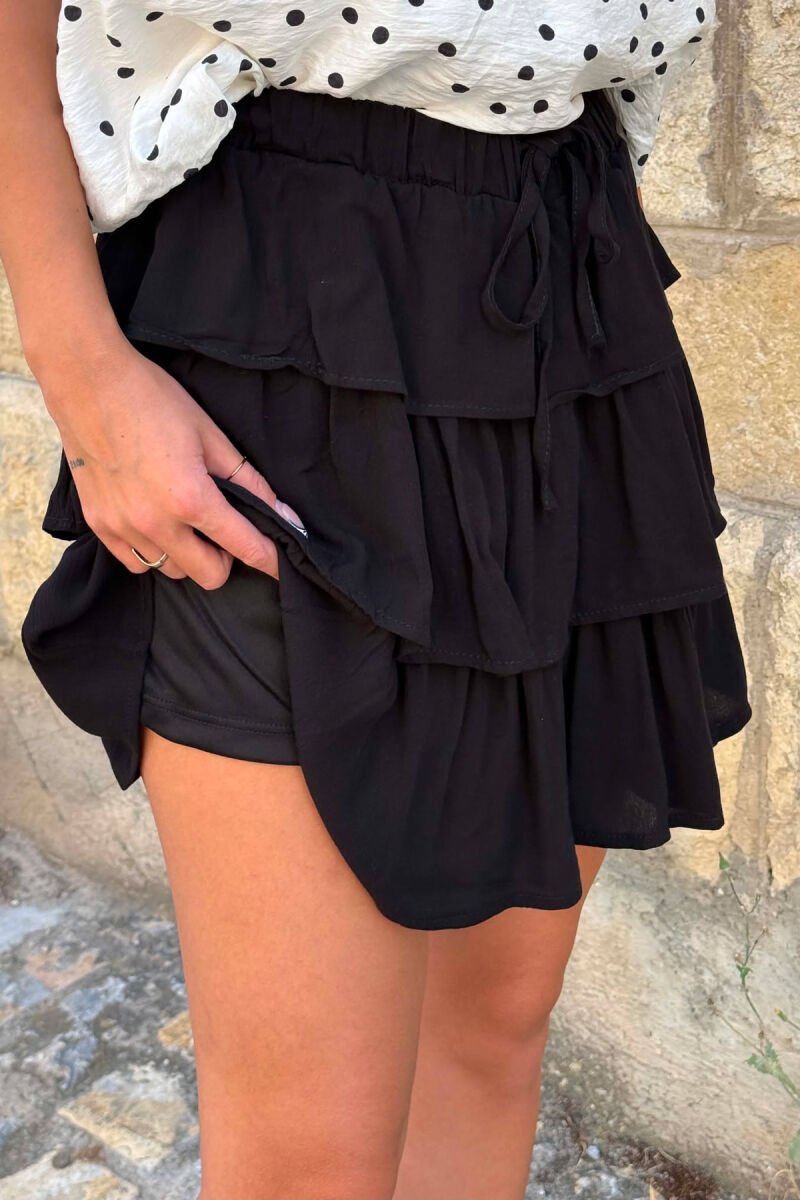 ONE COLOR ELASTIC WAIST WOMAN SKORTS BLACK/ E ZEZE - 4
