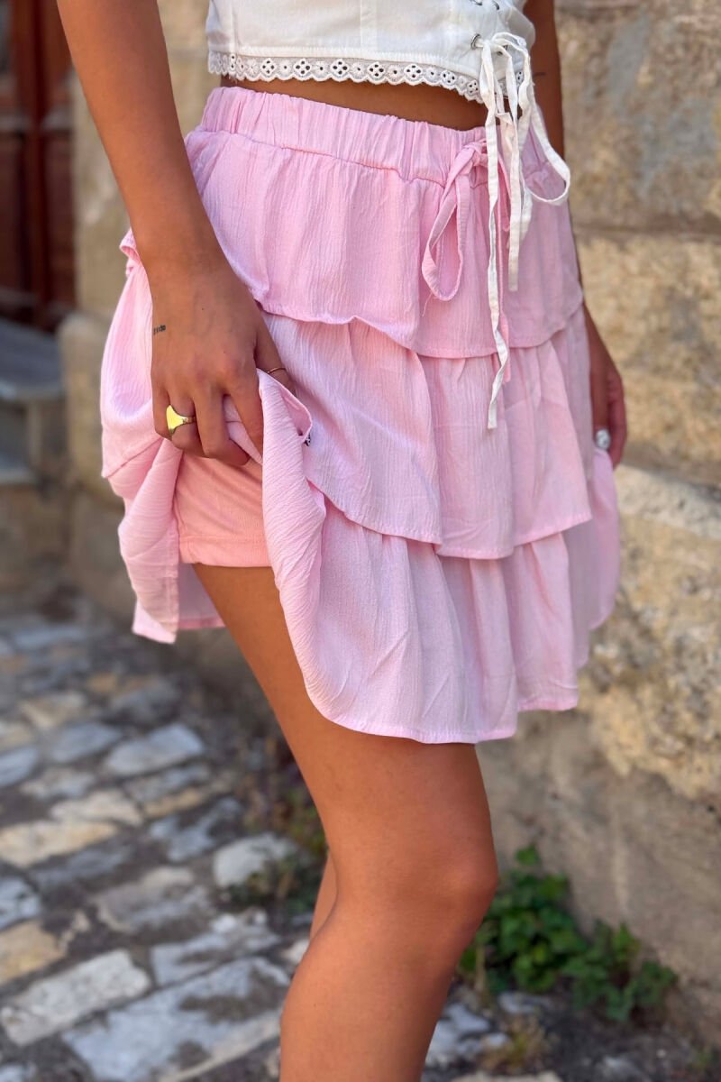 ONE COLOR ELASTIC WAIST WOMAN SKORTS PINK/ROZE - 3