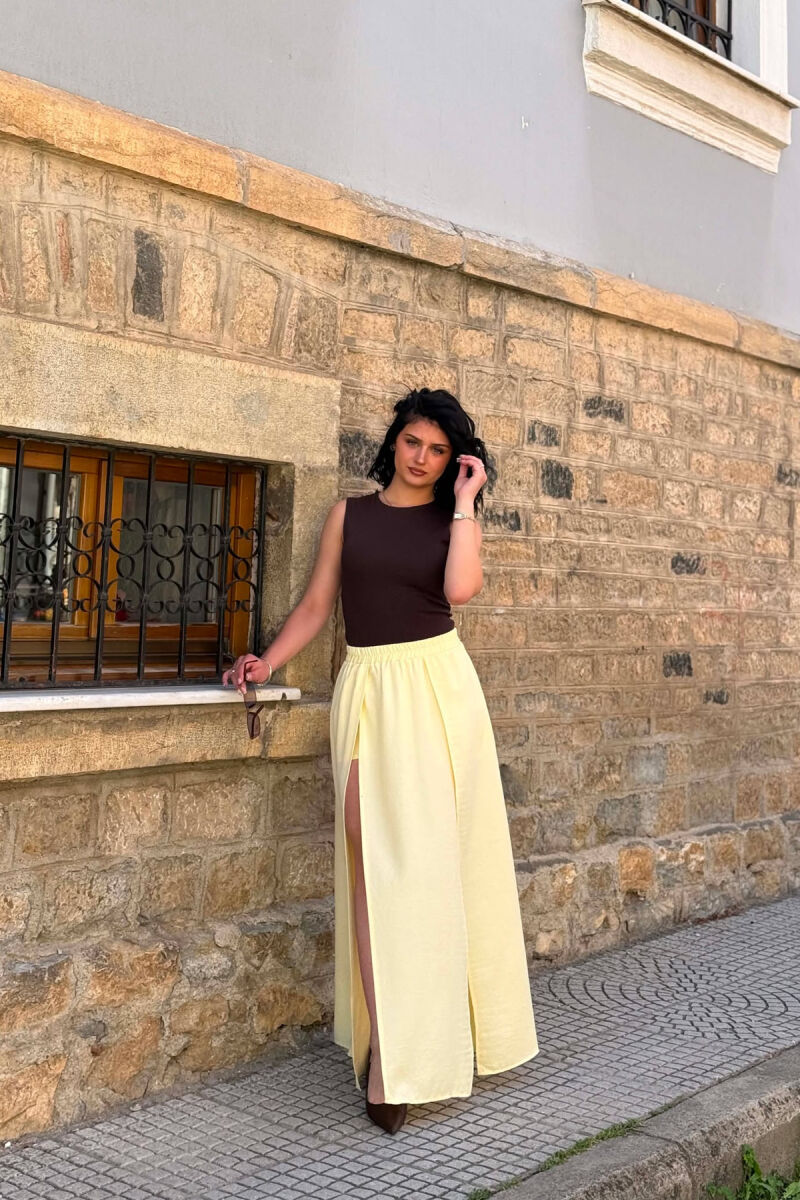 ONE COLOR ELASTIC WAIST WOMAN SKORTS YELLOW/E VERDHE - 1
