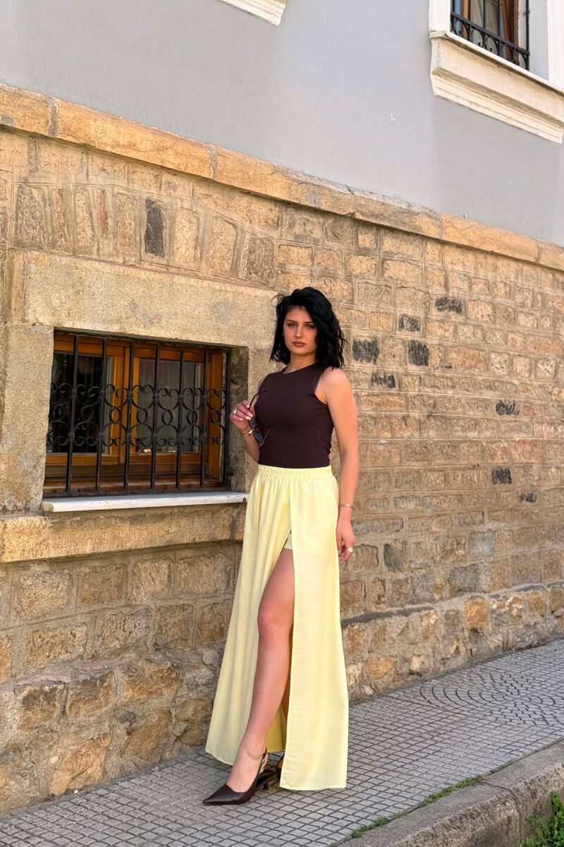 ONE COLOR ELASTIC WAIST WOMAN SKORTS YELLOW/E VERDHE - 3