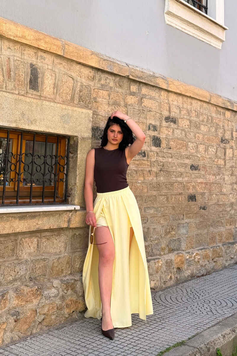 ONE COLOR ELASTIC WAIST WOMAN SKORTS YELLOW/E VERDHE - 7