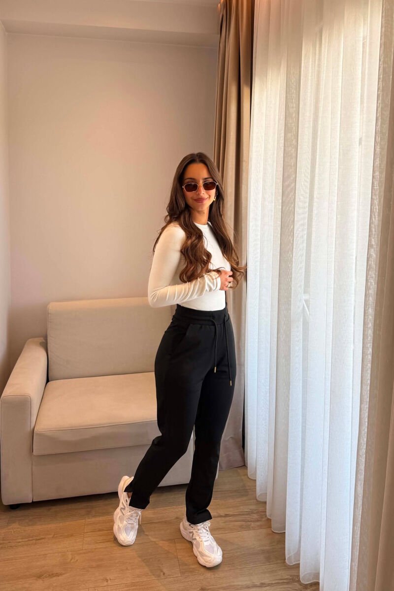 ONE COLOR ELASTIC WAIST WOMAN SWEATPANTS BLACK/ E ZEZE - 6