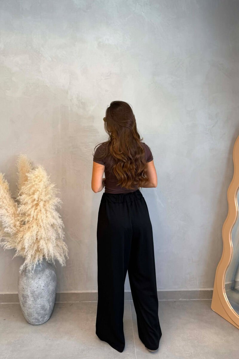 ONE COLOR ELASTIC WAIST WOMAN TROUSERS BLACK/ E ZEZE - 3
