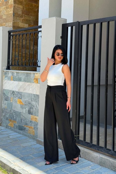 ONE COLOR ELASTIC WAIST WOMAN TROUSERS BLACK/ E ZEZE - 2