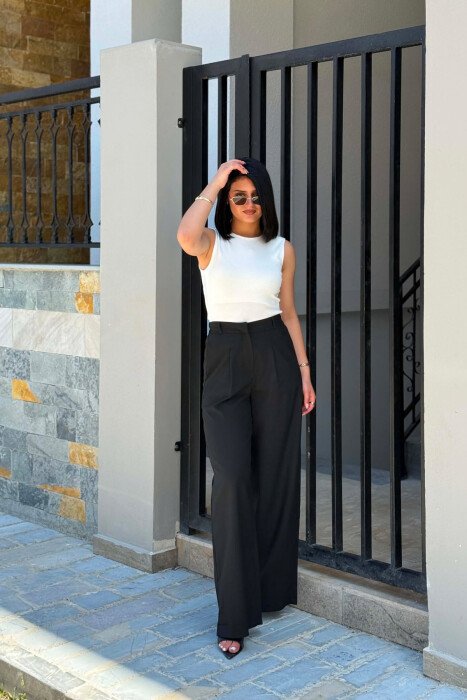 ONE COLOR ELASTIC WAIST WOMAN TROUSERS BLACK/ E ZEZE - 4