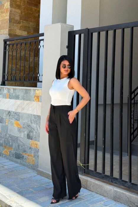 ONE COLOR ELASTIC WAIST WOMAN TROUSERS BLACK/ E ZEZE - 5