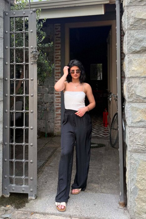 ONE COLOR ELASTIC WAIST WOMAN TROUSERS BLACK/ E ZEZE - 6
