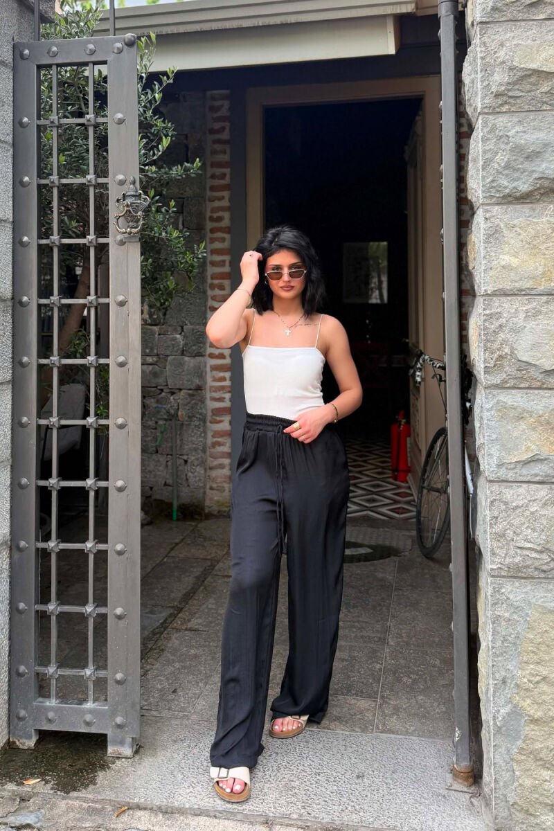 ONE COLOR ELASTIC WAIST WOMAN TROUSERS BLACK/ E ZEZE - 6