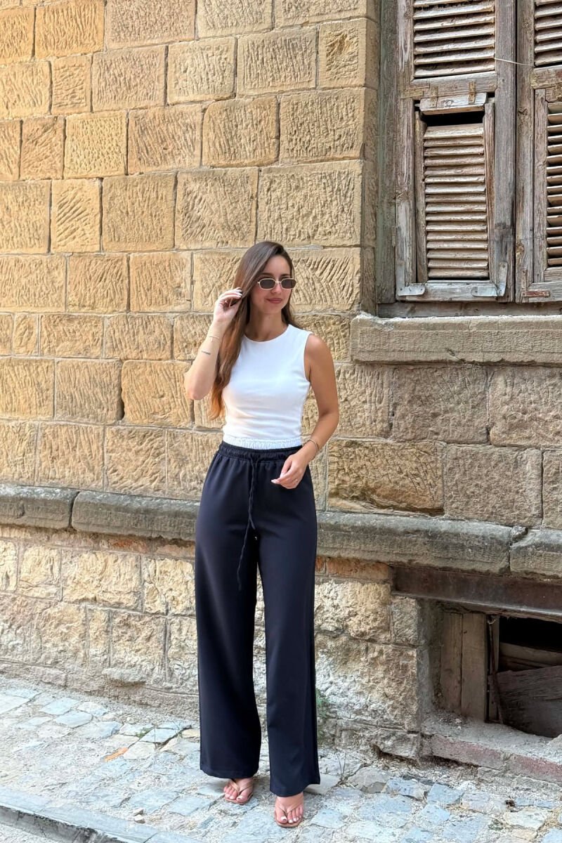 ONE COLOR ELASTIC WAIST WOMAN TROUSERS BLUE/BLU - 1