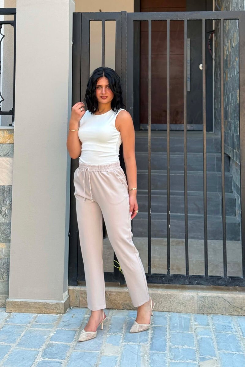 ONE COLOR ELASTIC WAIST WOMAN TROUSERS GREY ASH/GRI HIRI - 2