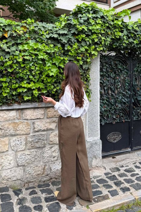 ONE COLOR ELASTIC WAIST WOMAN TROUSERS OLIVE/ULLI - 4