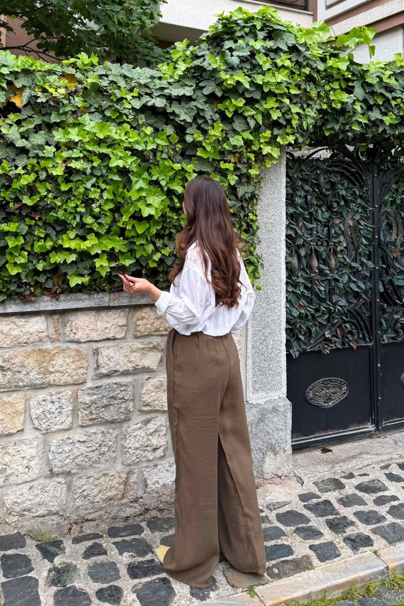 ONE COLOR ELASTIC WAIST WOMAN TROUSERS OLIVE/ULLI - 4