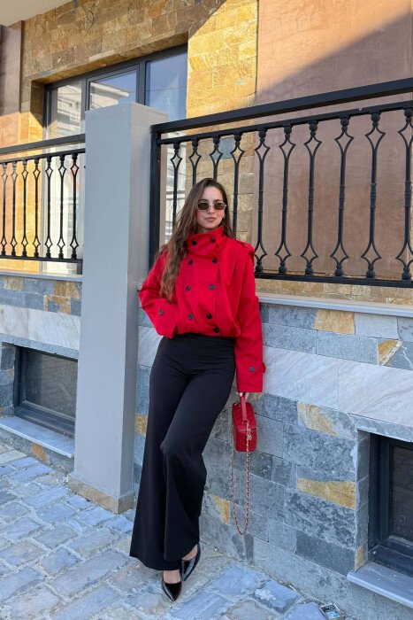 ONE COLOR ELASTIC WAIST WOMEN JACKET RED/E KUQE - 4