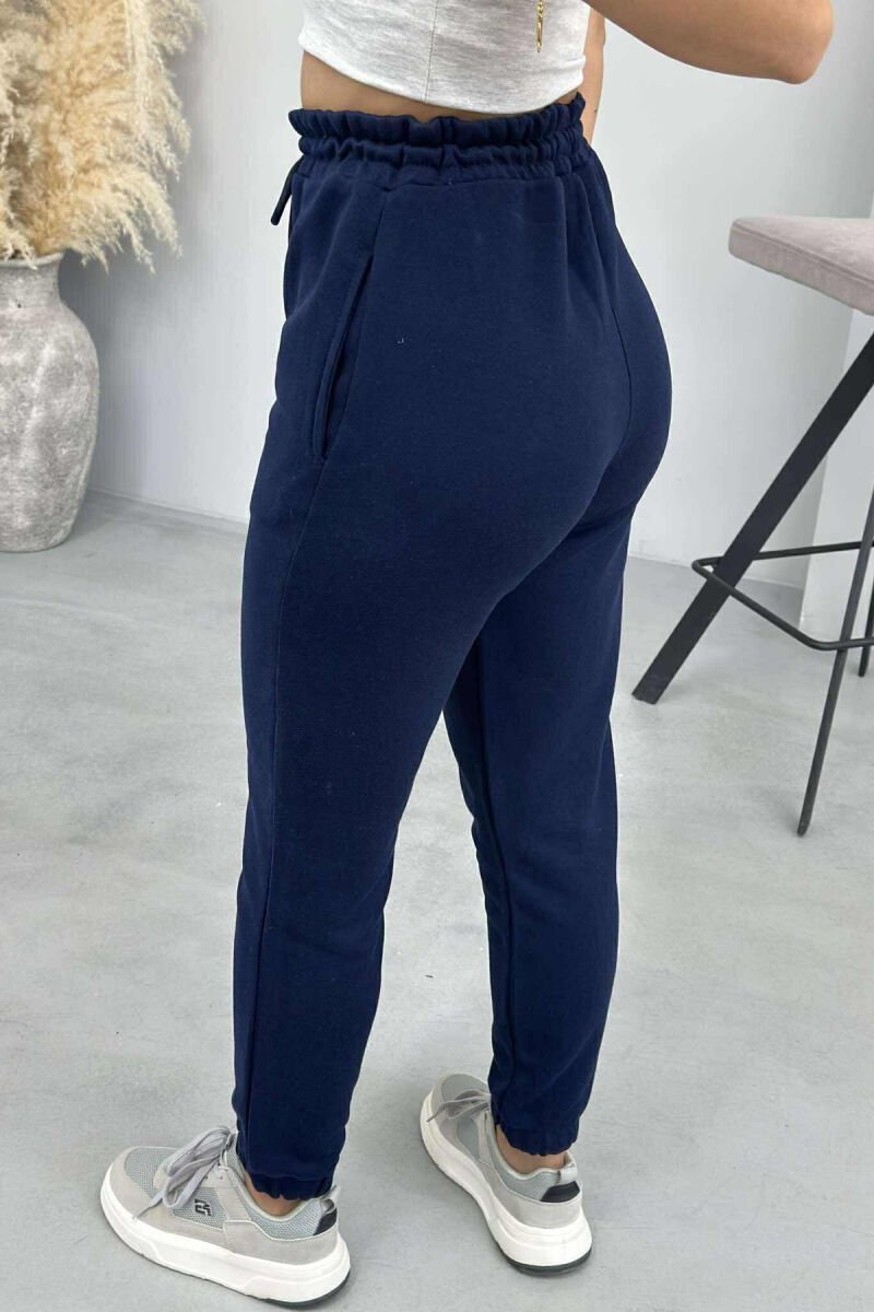 ONE COLOR ELASTIC WAIST WOMEN JOGGERS BLUE/BLU - 3