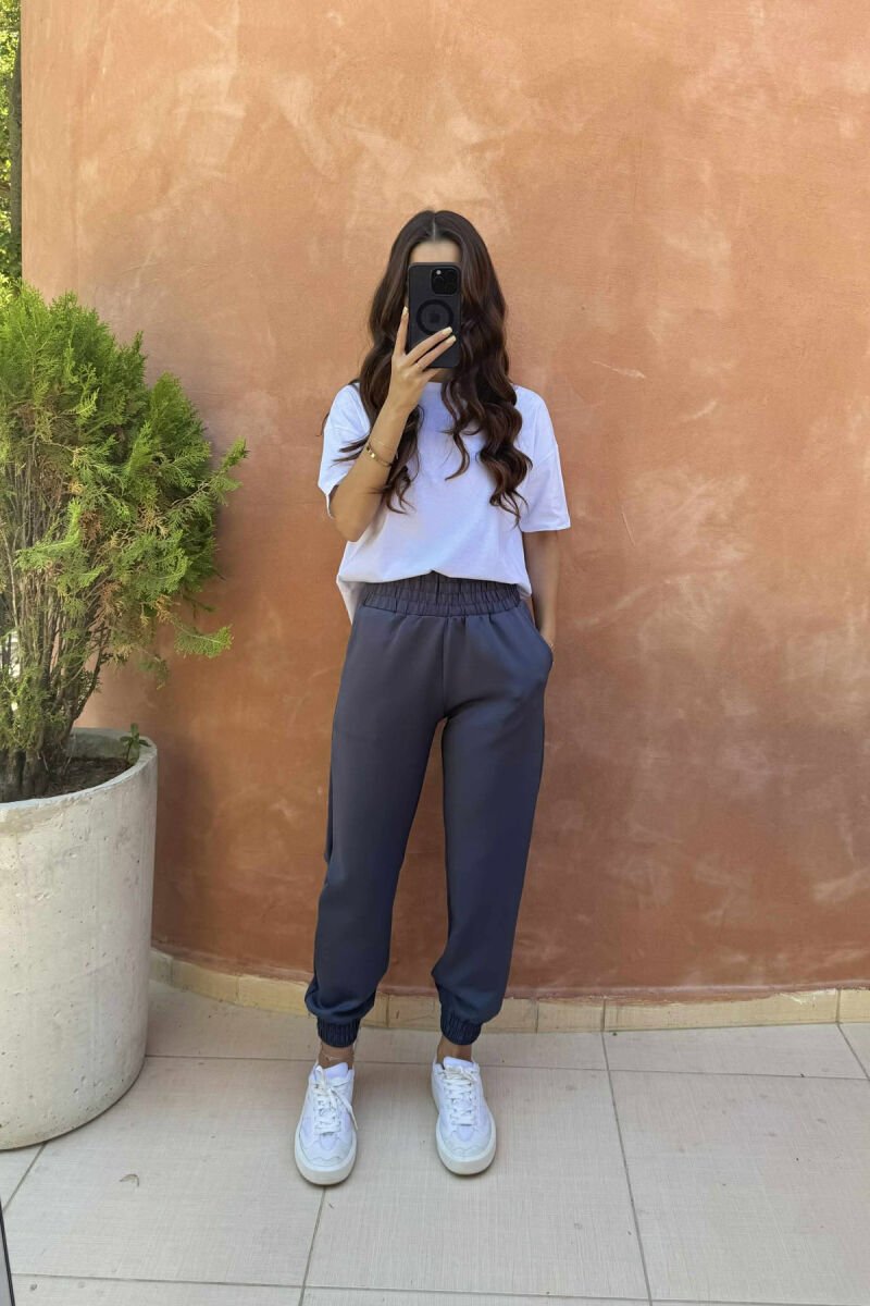 ONE COLOR ELASTIC WAIST WOMEN JOGGERS GREY/GRI - 2