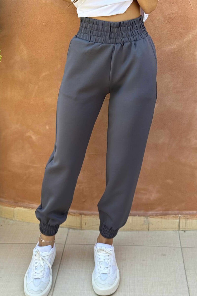 ONE COLOR ELASTIC WAIST WOMEN JOGGERS GREY/GRI - 1